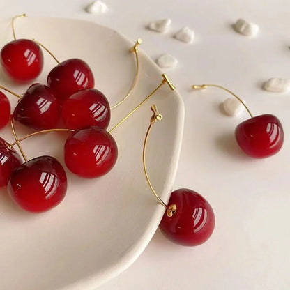 Small Fresh Sweet Lovely Cherry Cherries Cherries Earrings Pendant Fruit Earrings Red Cherry Earrings Charm Jewelry