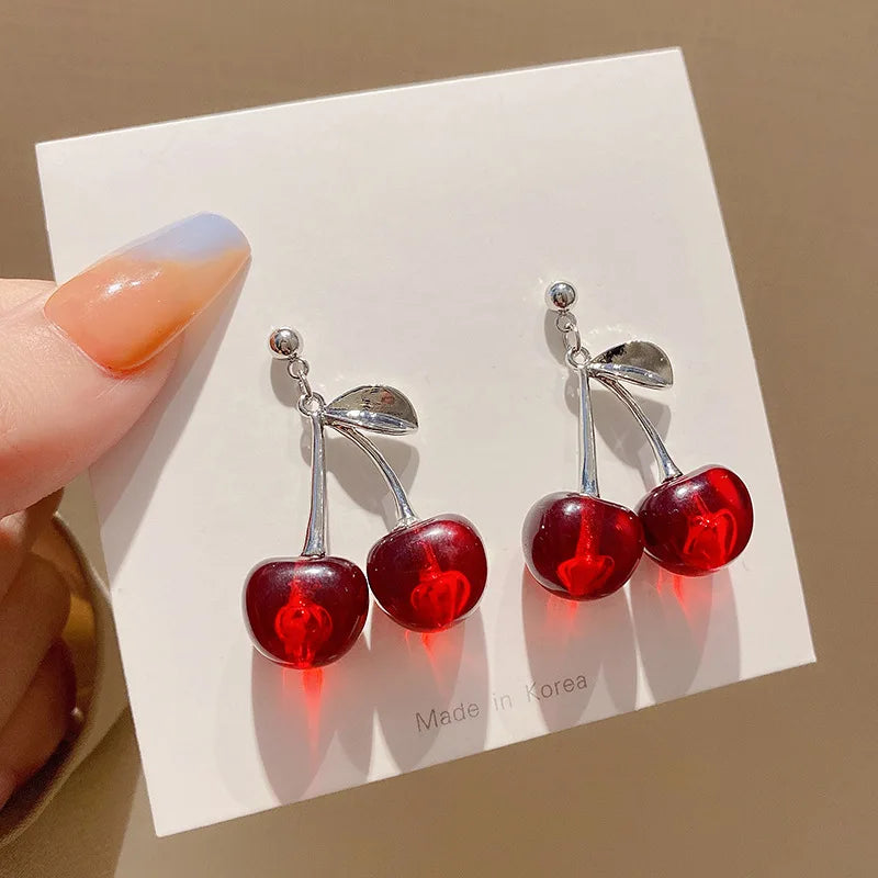 Small Fresh Sweet Lovely Cherry Cherries Cherries Earrings Pendant Fruit Earrings Red Cherry Earrings Charm Jewelry